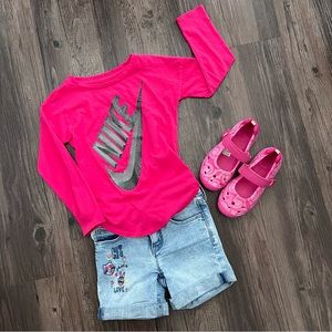 Embroidered Stretchy Denim Midi Jean Shorts